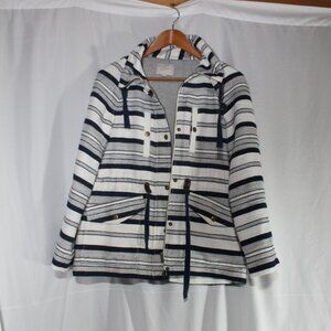 Ann Taylor Loft Breton Blue and White Striped Anorak Jacket
